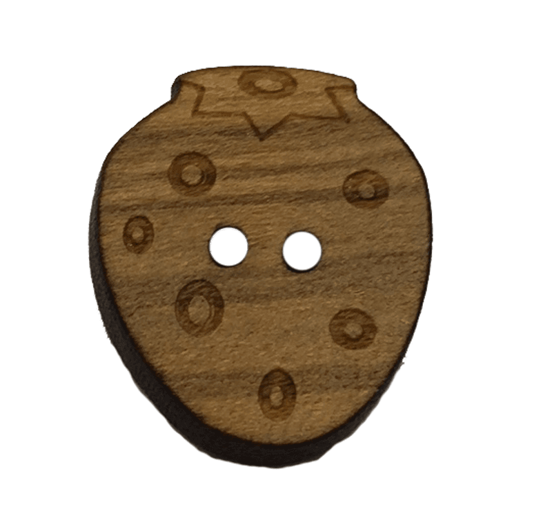 Formet Treknapp Jordbær 15mm